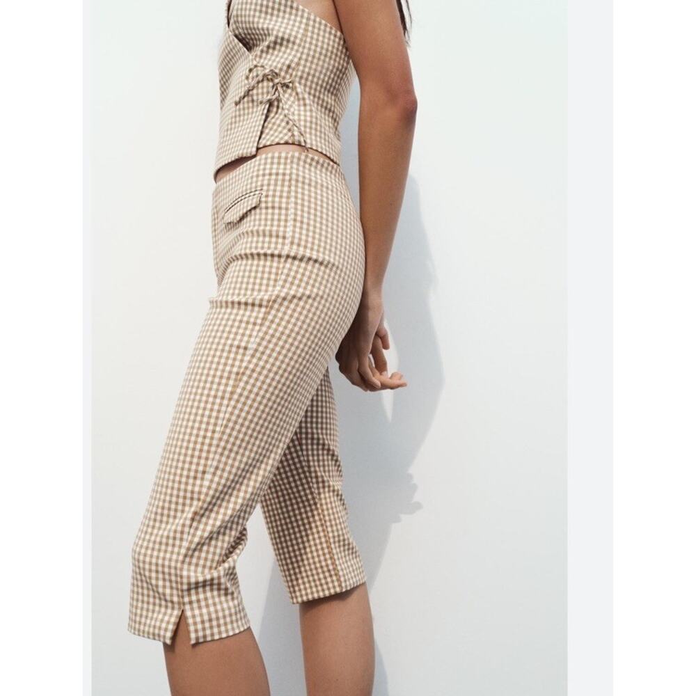 Zara Gingham Capri Vest Set Med